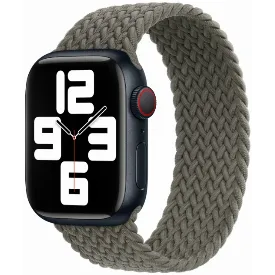 Умные часы Apple Watch Series 8 45 мм, Midnight Braided Solo Loop, 11 размер, оливковый